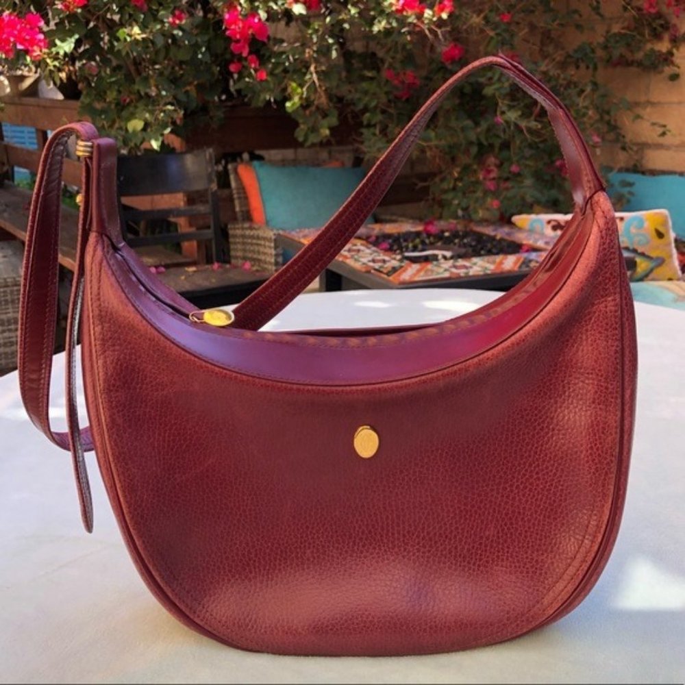 Cartier Vintage Must De Cartier Shoulder Bag Oxblood Bordeaux Leather 1219896